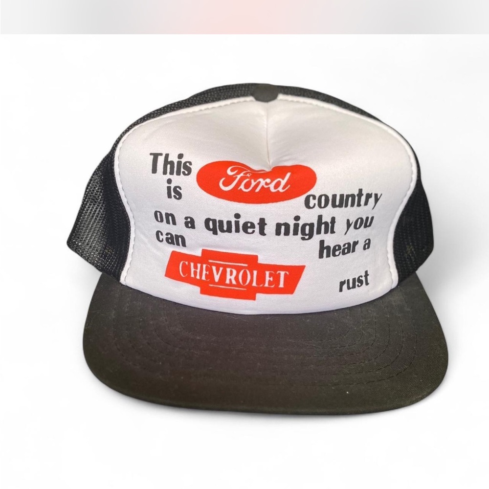Ford Black and White Mesh Trucker Hat with Red Accents